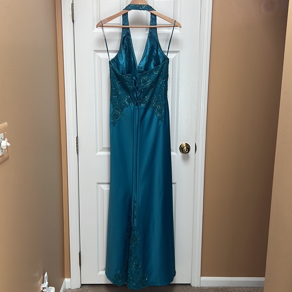 Flori Design Embellished Floor Length Halter Dress - Picture 2 of 7